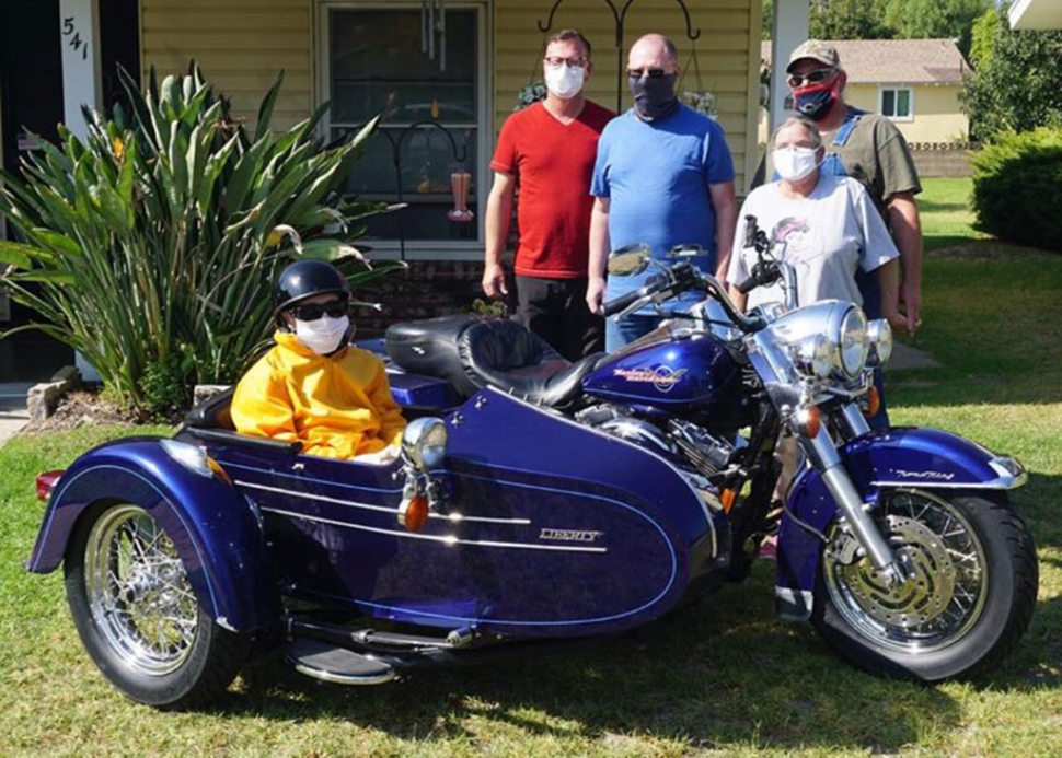 On Tuesday, October 20th, Mary Ruth Walker celebrated her 100th birthday by taking her first motorcycle ride through Fillmore. Pictured is Ruthie in “Sidecar Susie” with her family before she takes off. Photos courtesy of the Side Car Team - Jim Estes, ‘Sidecar Susie’ Ellsworth and Troy White