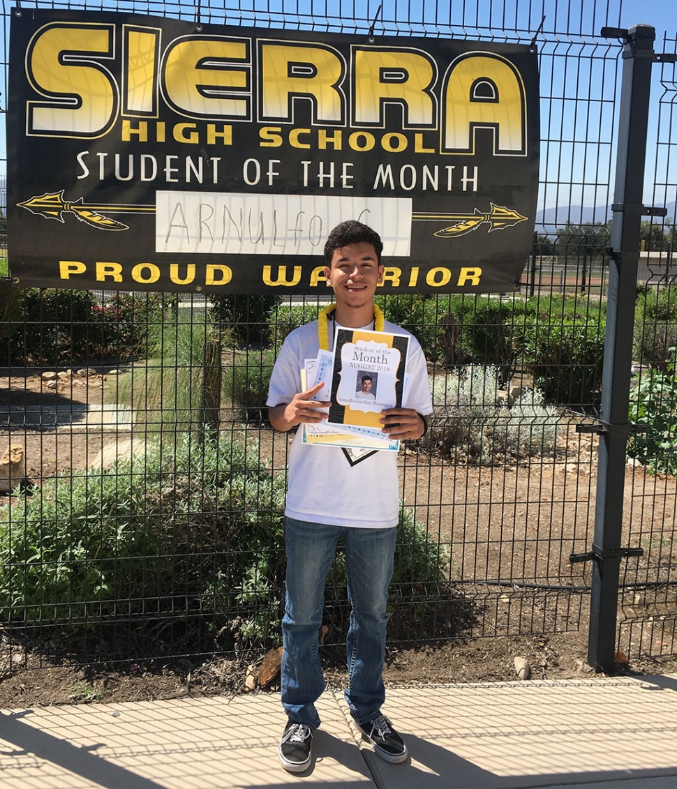 Sierra High August Student of the Month Arnulfo Garibay