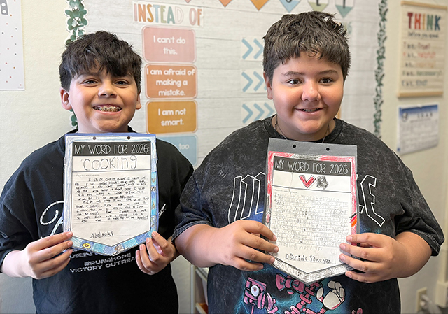 San Cayetano Elementary School Principal Dina Ticas said, “Ms. Szamosi’s class took on an exciting project to kick off the new year by selecting a ‘Word for 2026’ that would serve as a guiding principle to help them set and achieve their goals. The inspiring words our students selected range from cooking and family to improve and productive! It’s amazing to see our students thinking critically about the values they want to embody and the positive changes they want to make in their lives. We can’t wait to see how these words inspire and motivate them throughout the year!” Courtesy www.facebook.com/761635201782178/posts/1723585338920488.