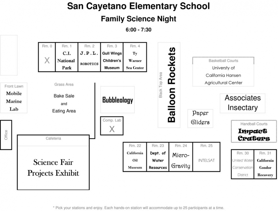 Map of Science Night at San Cayetano Elementary.