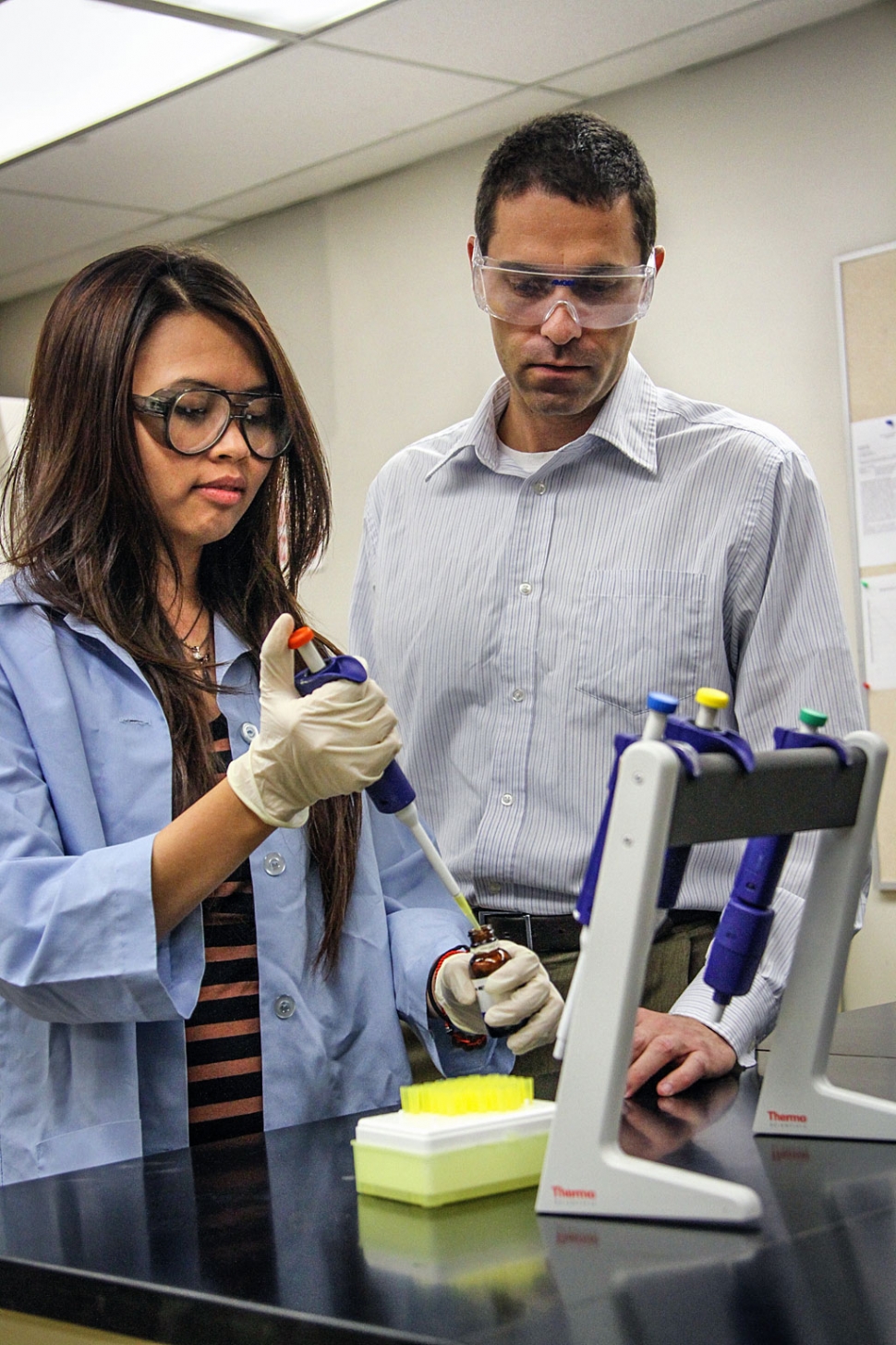 Huong Nguyen worked under the mentorship of chemistry professor Grady Hanrahan to develop a model to assess pesticide exposure in low-income communities, a project she will present at the Festival of Scholars. Credit: Brian Stethem/CLU