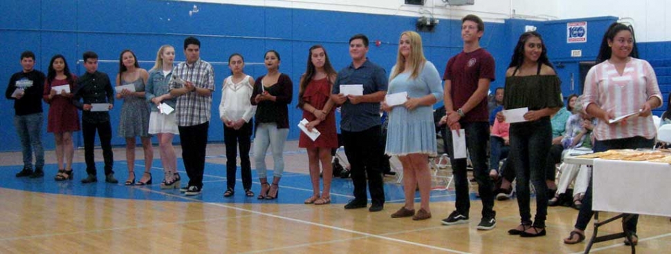 Pictured above are the Fillmore Women’s Service Club Scholarship winners receiving their checks during the Fillmore High School Awards Night. Photo Courtesy of Susan Banks.