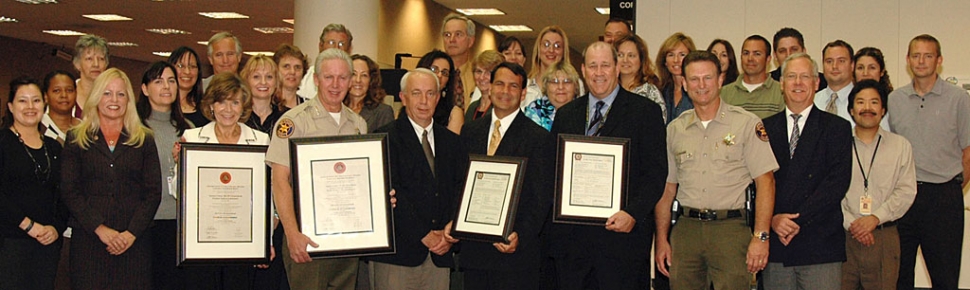 Crime Lab staff with Sheriff Brooks, Undersheriff Craig Husband, Commander Jeff Matson, Renee Artman & John Neuner.