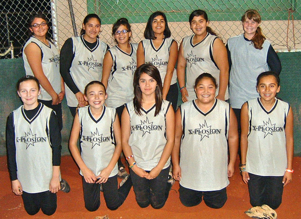 A big congratulations to the 12 & under softball team Xplosion, the girls came in first place in the Ventura league. Good luck on your upcoming tournaments. We know you will make your parents proud. Pictured to the left are top row: Savannah Larson, Brittany Larson, Sierra Hernandez, Katelyn Lewis, Stephanie Gutierrez, and
Laura. Bottom row: Cece Flinn, Ciera Vasquez, Destinee Emerson, Annissa Hernandez, and Felicia Magana.