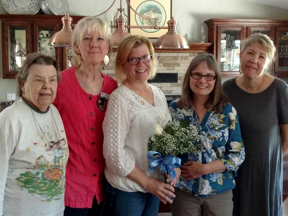 On April 19th, Soroptimist inducted two new members into their Club. Pictured from left to right, Marianne Crane, Jane David, new member Ann Ohlenkamp, Cathy Krushell, and new member Virginia Corry.