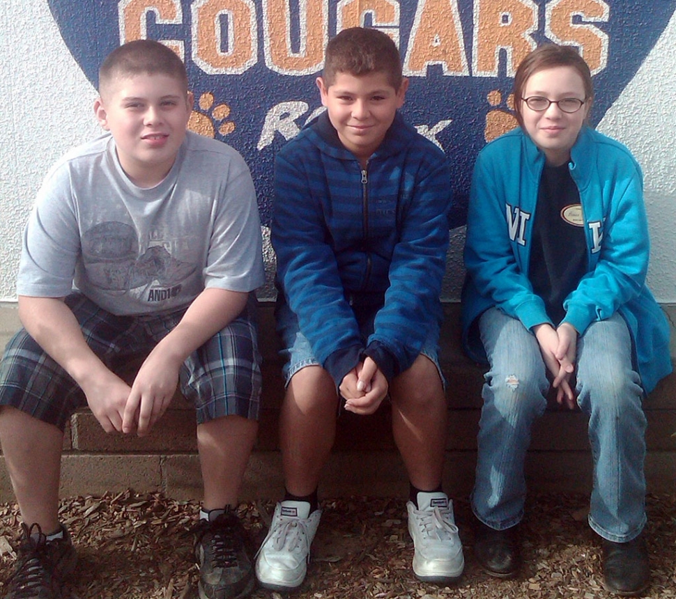 (l-r) Sespe Super Spellers Damien Meza, Juan Orozco, and Summer Hurtado.