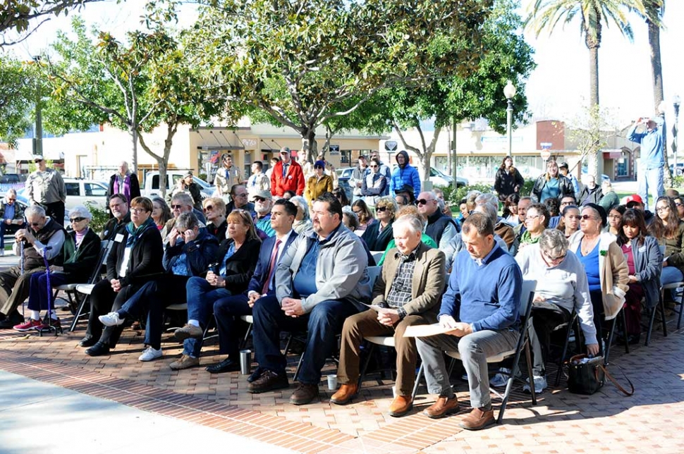 Saturday, March 17th at 9:00am in front of Fillmore City Hall, the community gathered for the 90th Anniversary Commemoration of the St. Francis Dam Disaster which occurred on March 12, 1928. They unveiled a plaque honoring and remembering the survivors, which will be permanently located at the Bardsdale Cemetery. Pictured below are members of the Fillmore Historical Society/Museum receiving a proclamation presented by Fillmore Mayor Manuel Minjares in honor of those who lost their lives in the Disaster back on March 12, 1928. The rest of the day was filled with a presentation by John Wilkman, author of Floodpath: The Deadliest Man-Made Disaster of the 20th Century and the Making of Modern Los Angeles, video presentations, and a guided bus tour of the Dam site.