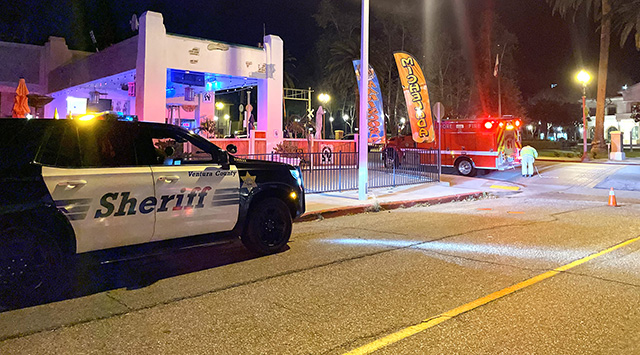 A stabbing took place on Friday night at the corner of Santa Clara and Central Avenue. The victim was transported to a local hospital. Authorities are investigation the circumstances of the incident and seeking a suspect. Photo credit Angel Esquivel.