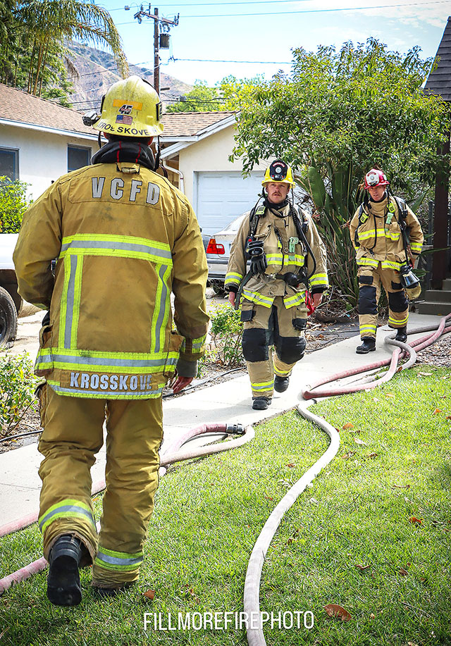 On Friday, April 24, at approximately 10:00 a.m., the Fillmore City Fire Department responded to a reported structure fire in the 600 block of Saratoga Street. Upon arrival, firefighters located light smoke inside the residence. The source of the smoke was determined to be food left on the stove. Fire personnel removed the stove from the home, and no injuries were reported. Photo credit Angel Esquivel.