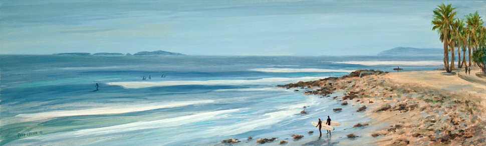 “Surfer’s Point III” oil painting by Tina O’Brien.