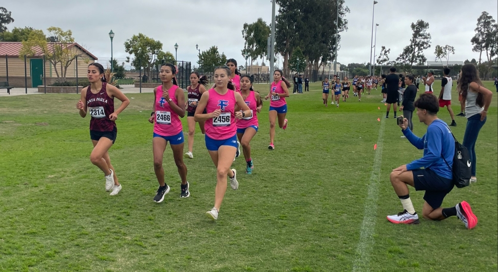 On Tuesday, October 10th, 2023, Fillmore Flashes Cross Country competed at the Oxnard College Park for the Citrus Coast League Meet #2. Above is the Girls Pack Run: Leah Barragan, Jessica Orozco, Niza Laureano, Joseline Orozco, and Alexandra Martinez. Inset, Nataly Vigil, above is two-time winner of the Citrus Coast League races 1 and 2. Courtesy FHS Cross Country Coach Kim Tafoya.