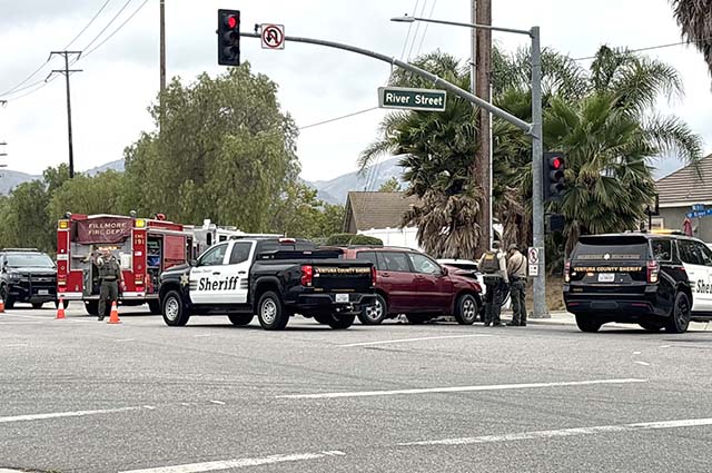 On Thursday, June 18, at approximately 10:48 a.m., the Fillmore Police Department, Fillmore City Fire Department, and AMR Paramedics were dispatched to a reported traffic collision at the intersection of A Street and River Street. Deputies arrived and located two vehicles involved, with a total of four patients reporting injuries. Fire personnel requested three ambulances to respond to the scene. Two patients were transported to a local hospital; the conditions of the patients were not immediately available. The cause of the collision remains under investigation.