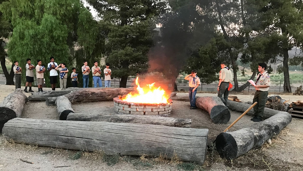 Troop 406 conducted a formal flag retirement ceremony in honor of 9/11.