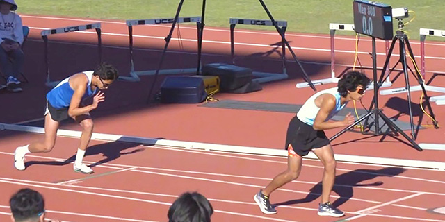 Pictured is Angel Garcia, former Flashes athlete, currently a student at Moorpark College, at his meet in the Hilmer Lodge Stadium on the Mt. San Antonio College track. Angel’s 800-meter was a personal best time for him. Photo credit Isaiah Bergerac.