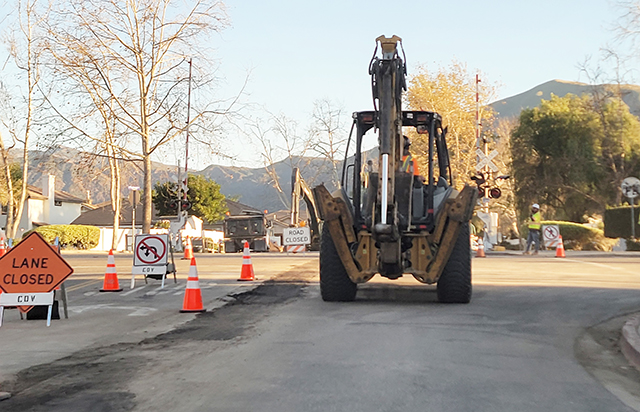 On Wednesday morning, February 4, detours were set up near the corner of C Street, Old Telegraph Road and Goodenough Road. According to the City of Fillmore this is a project to upgrade the sewer main that runs within C Street. The first phase of the project started a few months ago which upgraded the line from El Paseo Street to Sespe Avenue. The current phase will be about two months and will replace the line segment just north of Falcon Way, under the railroad tracks, and end at Harthorn Lane. Information courtesy City of Fillmore. Photo credit Gazette staff.