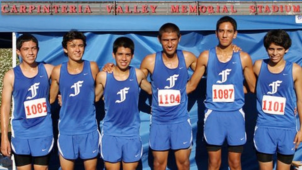 TVL # Varsity Boys (l-r) Nicolas Frias, Jose Almaguer, Adrian Mejia, Hugo Valdovinos, Isaac Gomez and Anthony
Rivas. The boys took first place last Thursday in Carpinteria at the Tri-Valley League meet #1. Currently the Varsity Boys’ team is ranked #1 in Division 4 for both CIF Southern Section and in State.