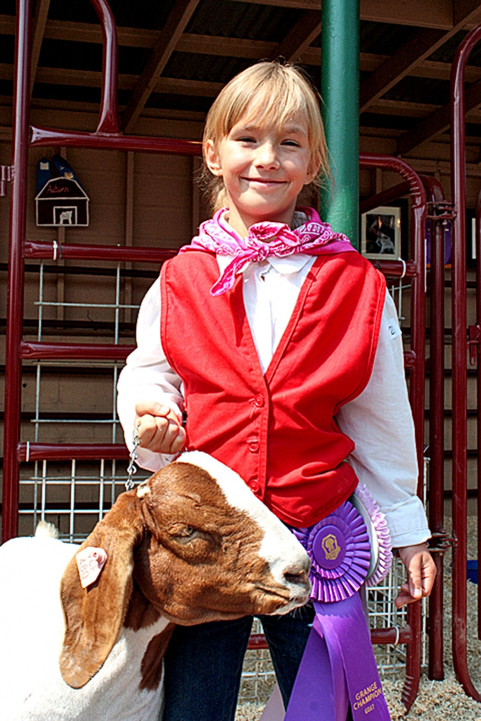 Autumn Inglis outside with goat.