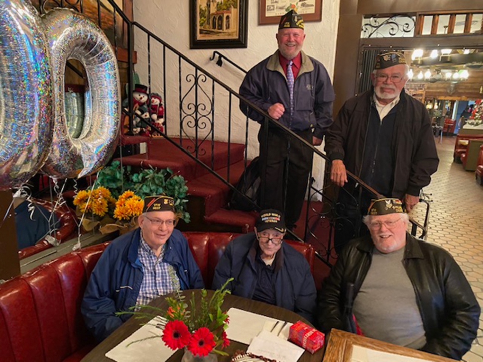 Members of the VFW brought gifts and awarded Mr. Bowman with a plaque commemorating his service.