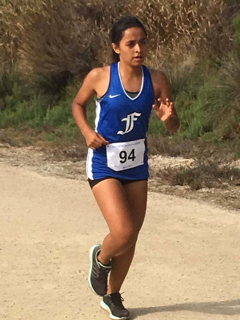 Junior Cecilia Cisneros who placed 64th in 22:47.51 at the UCSB Gaucho Invite. Photo Courtesy Kim Tafoya.