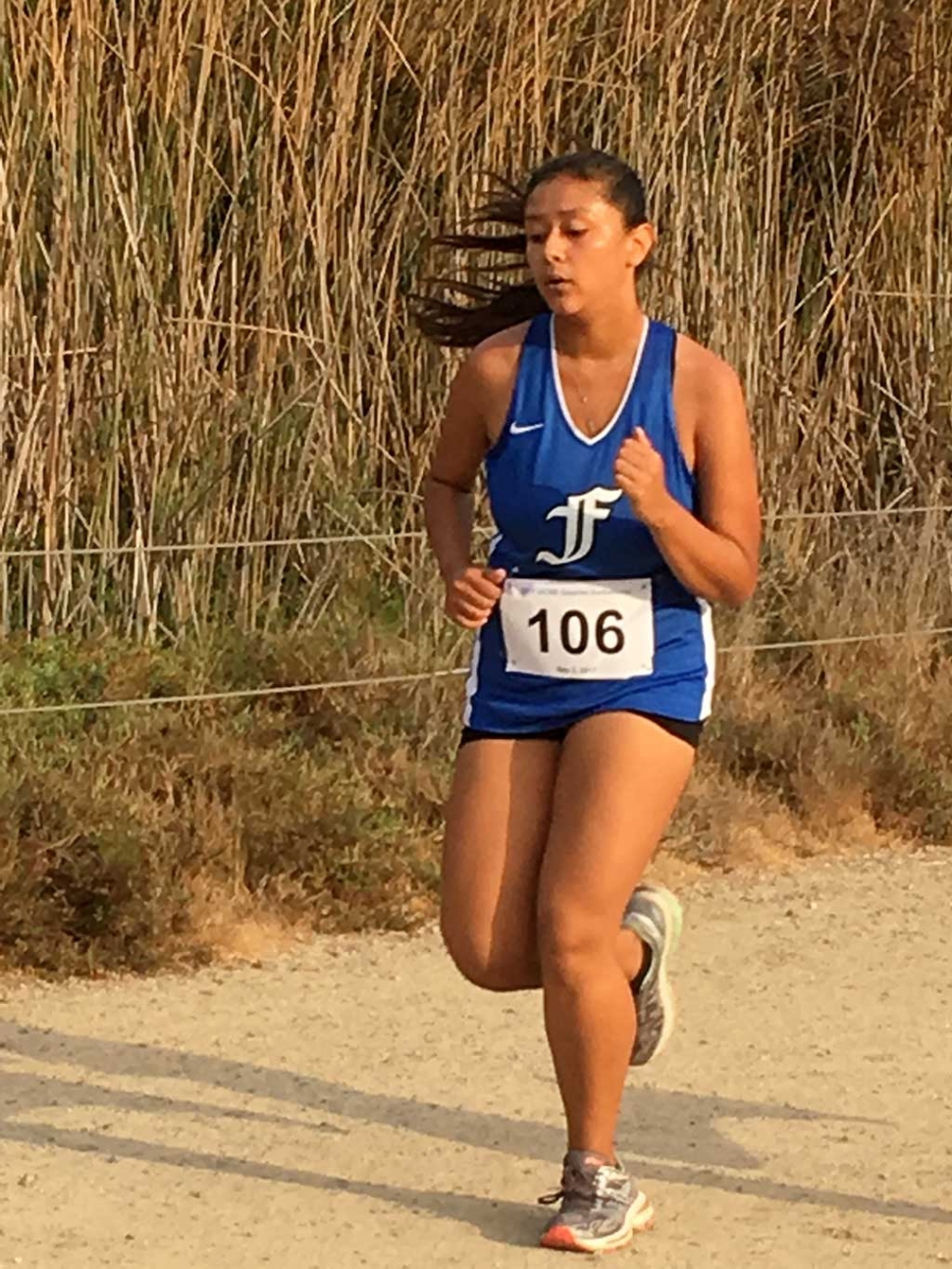 Freshman Emma Ortiz who placed 87th in 13:07.87 at the UCSB Gaucho Invite. Photo Courtesy Kim Tafoya.