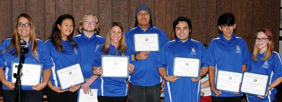 The First Fillmore High School Academic Decathlon Team winners are Connie Quintana-Music and Literature, Jene Tarango-Art, Naythan Martinez-Music and Literature, Dillon Galarza-Science, Jon Menjivar-Social Science, Emma Couse-Art, Miguel Ponce-Economics and Mathematics, Jessica Manginelli-Economics and Mathematics. This accomplishment was a result of teacher Kelsey McClain who, after working with the Academic Decathlon Team at Moorpark High School, brought the challenge to Fillmore.