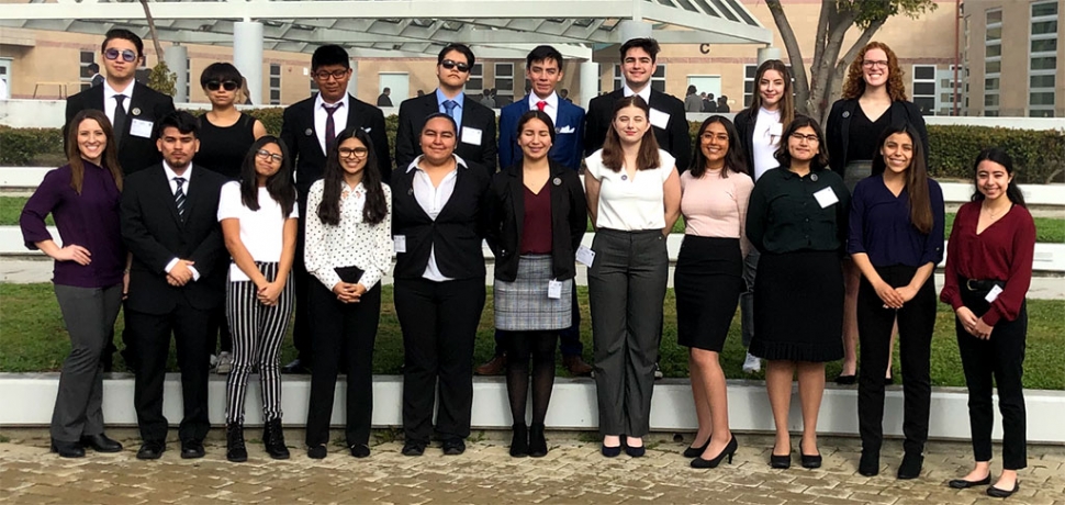 Pictured above is the Fillmore Academic Decathlon Team, taking 2nd Place at the VC Academic Decathlon. Pictured (l-r) top row: Fidel Escoto, Priscilla Rivero, Fernando Gomez, Crystal Rodriguez, Anthony Campos, Bryan Magana, Paola Ruiz, Isabella Palazuelos. Bottom row: Coach Kellsie Weis, Jason Martinez, Maritza Campos, Destiny Carrillo, Brianna Morfin, Kenya Vasquez, Erin Overton, Sophia Pina, Mariam Bazurto, Aliyah Heredia, and Daniela Ruiz.