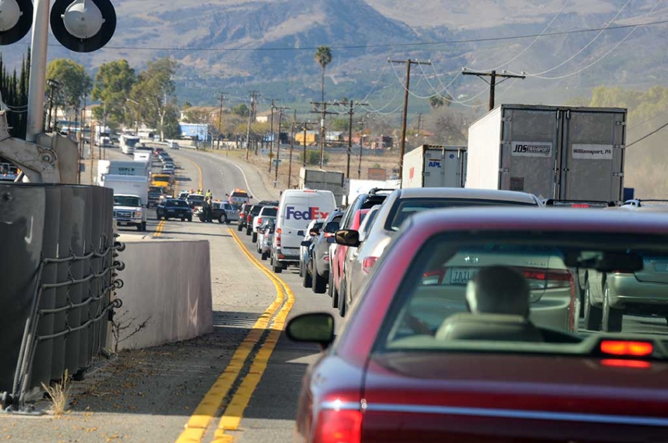 Traffic was backed up on Highway 126 east of the El Dorado Mobile Park.