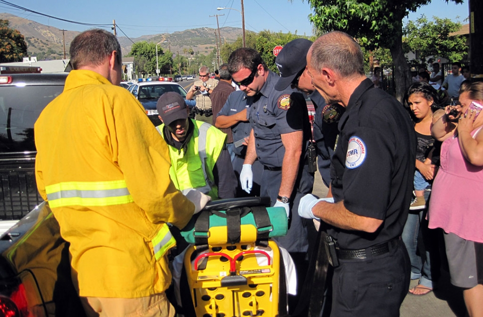 Patient was transported to Ventura County Medical Center with a fractured leg. Unknown of any other injuries. Photos courtesy Rigo Landeros, Fire Chief.