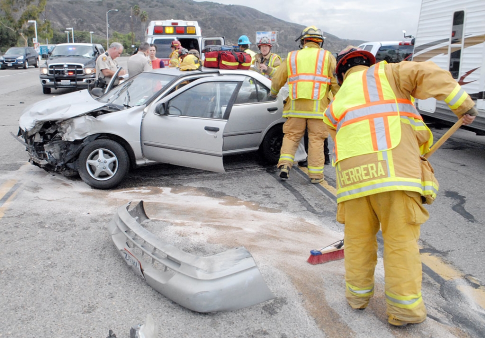 The cause of an accident on the 100 block of Ventura Street between a car and pickup which occurred about noon, Monday, was not announced at press time. The occupant of the car was taken to a local hospital for observation.