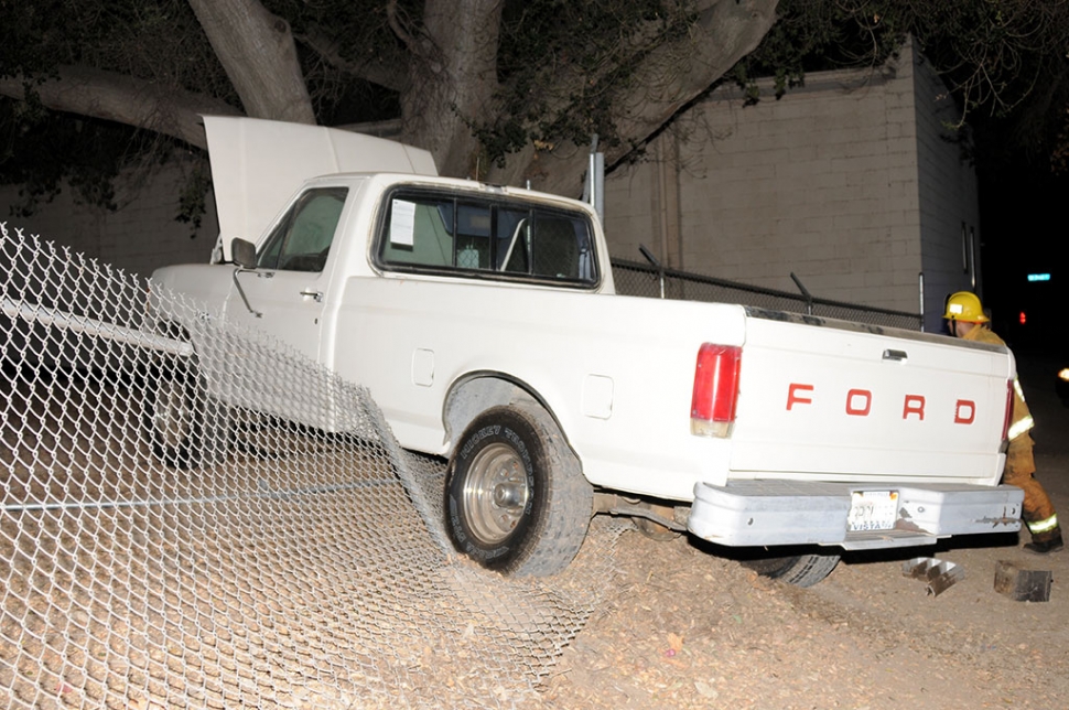 An accident occurred Sunday at about 8:50 p.m. An older Ford pickup impacted a late model Chevrolet Cruze from the rear. The truck continued up the embankment on A Street near the high school stadium and through a chain link fence. No injuries were reported and the cause of the accident was not determined by press time.