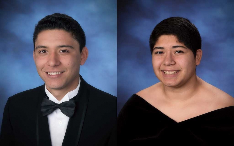 (l-r) Winner of the FHS Balden/Scanlin Scholarship Miguel Martinez and FHS Alumni Scholarship winner Elizabeth Manzano.