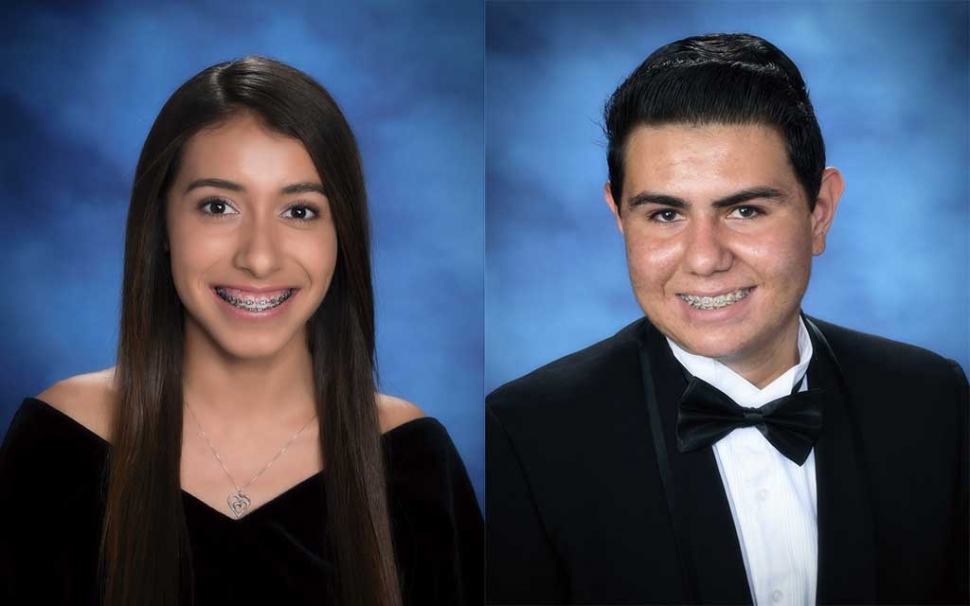 (l-r) Winner of the Balden/Scanlin Scholarship Maria G. Perez and winner of the FHS Alumni Scholarship Christopher Medrano.