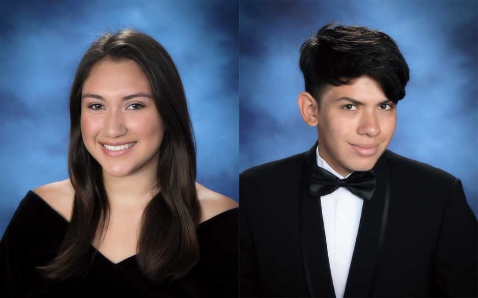 (l-r) Winner of the FHS Alumni Scholarship Rachel Rivera and winner of the Balden/Scanlin Scholarship Misael Ponce.