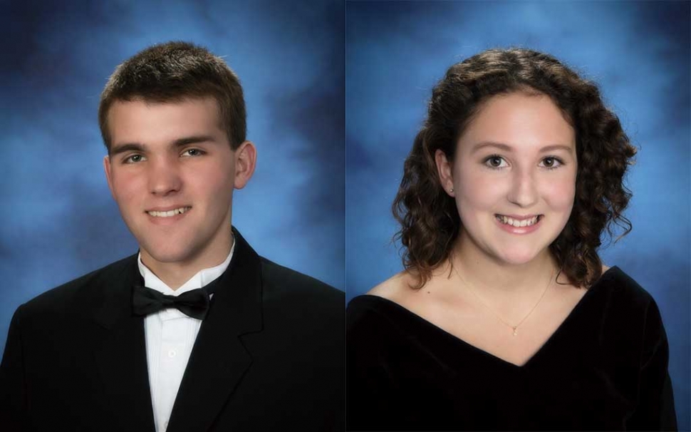 (l-r) Winner of the FHS Alumni Scholarship Nicholas Bartels and winner of the FHS Alumni William Brisby Scholarship Hope Wilcox.