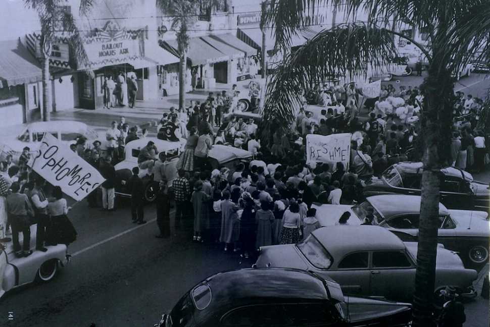 Pictured is Alumni Night, 1957 judging by the Fillmore Towne Theatre marquee. Fillmore has pride! Show it by Packing the House!