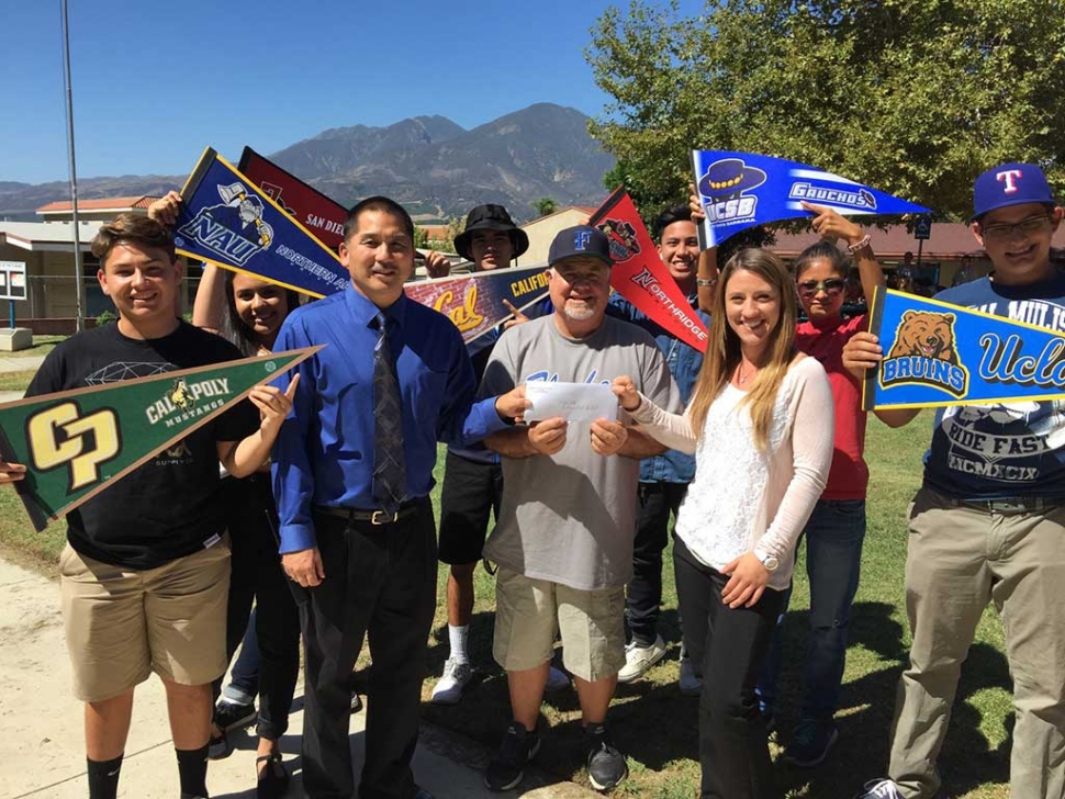 The F.H.S. Alumni Assn donates $2,000.00 to the High Schools Academic Decathlon Team. These funds will be used to purchase the Educational materials for this years team to compete with other local area High Schools. Once the materials are used for this year's competition they will be able to stay on campus so the high school can use them in the future. Good luck to the Academic Decathlon team 2015.