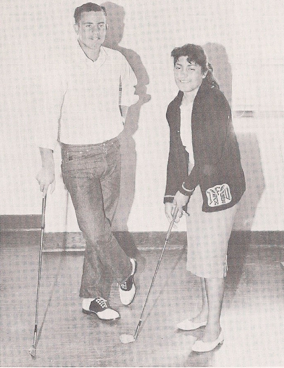 Julie Preciado and Elden Collins, awarded Best Girl and Boy Athlete, 1960. 