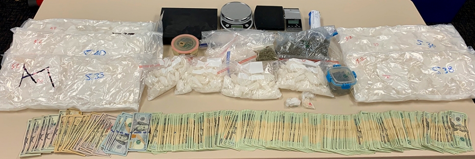 On July 8th, 2022 Police arrested two Fillmore residents Cary Roberts and Billy Howard, during their search detectives seized approximately 30 pounds of methamphetamine, over 300 grams of marijuana and several thousands of dollars believed to be derived from illegal drug sales. Photo credit Ventura County Sheriffs Department.