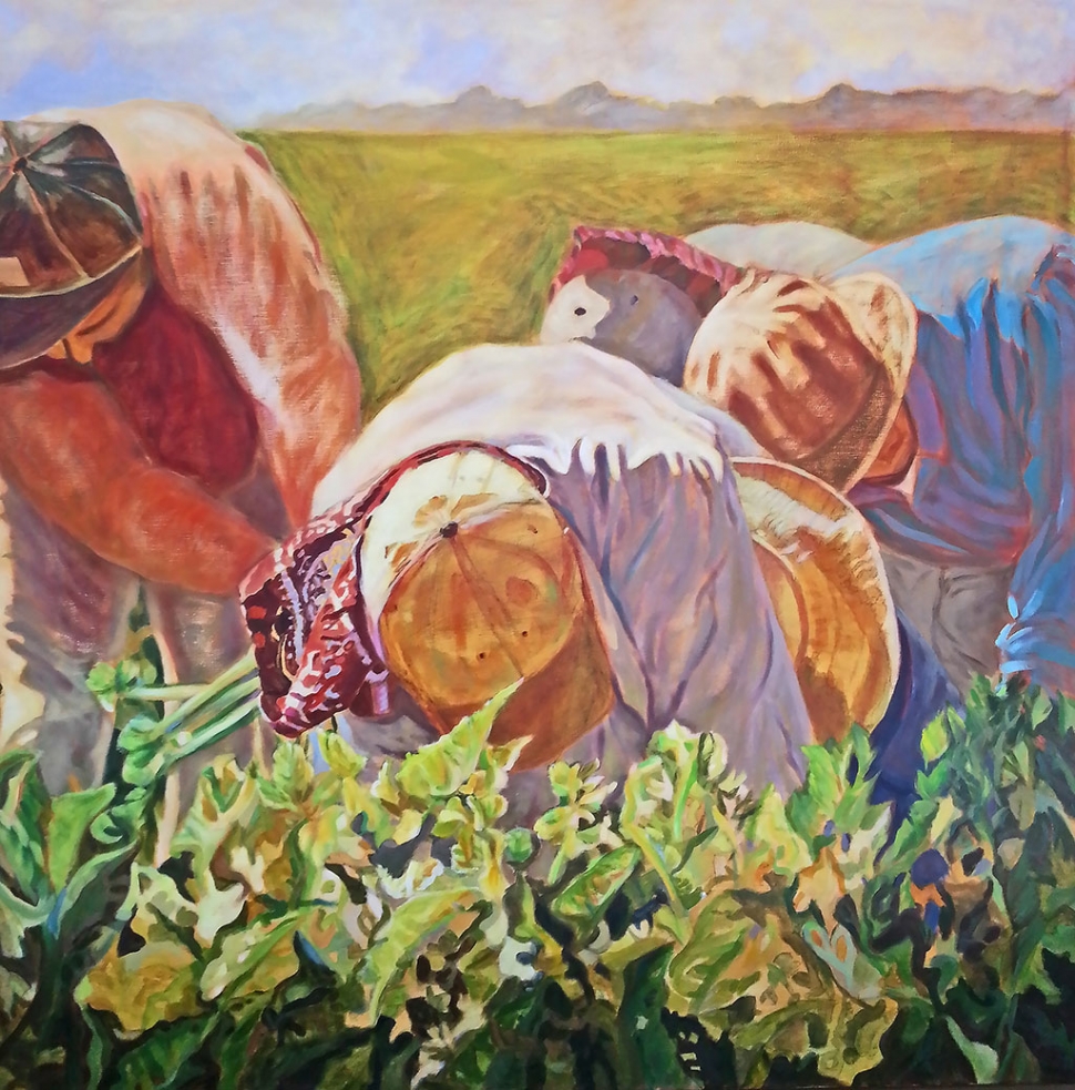 “Celery Harvest” by Roxie Ray, acrylic on canvas