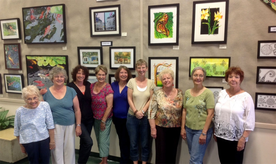 (l-r) The Artists - Judy Dressler, Joanne King, Lois Freeman Fox, Wana Klasen, Virginia Neuman, Lia Verkade, , Luanne Perez, Lady Jan Faulkner, Karen Scott Browdy, and Doris Nichols (not pictured) will be on hand to discuss their art, which is offered for enjoyment and for sale now through July 24, 2014.