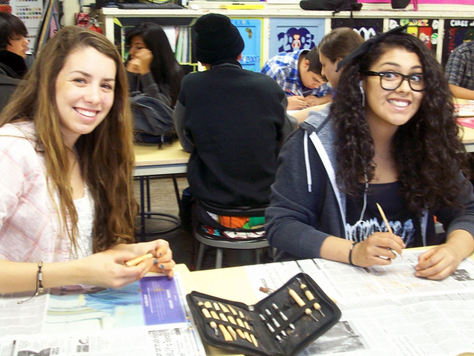 Alexis Ramirez and Laura Garnica are busy preparing for the annual Arts Show at Fillmore High School. The evening event will include performances by the Fillmore High School Band and The Fillmore High School Drama Club. In addition there will be art, photos, wood projects, and videos on display. The Arts Show takes place at the Veterans Memorial Building on Thursday April 11th from 6:30 p.m. until 8:30 p.m. The public is invited to attend.