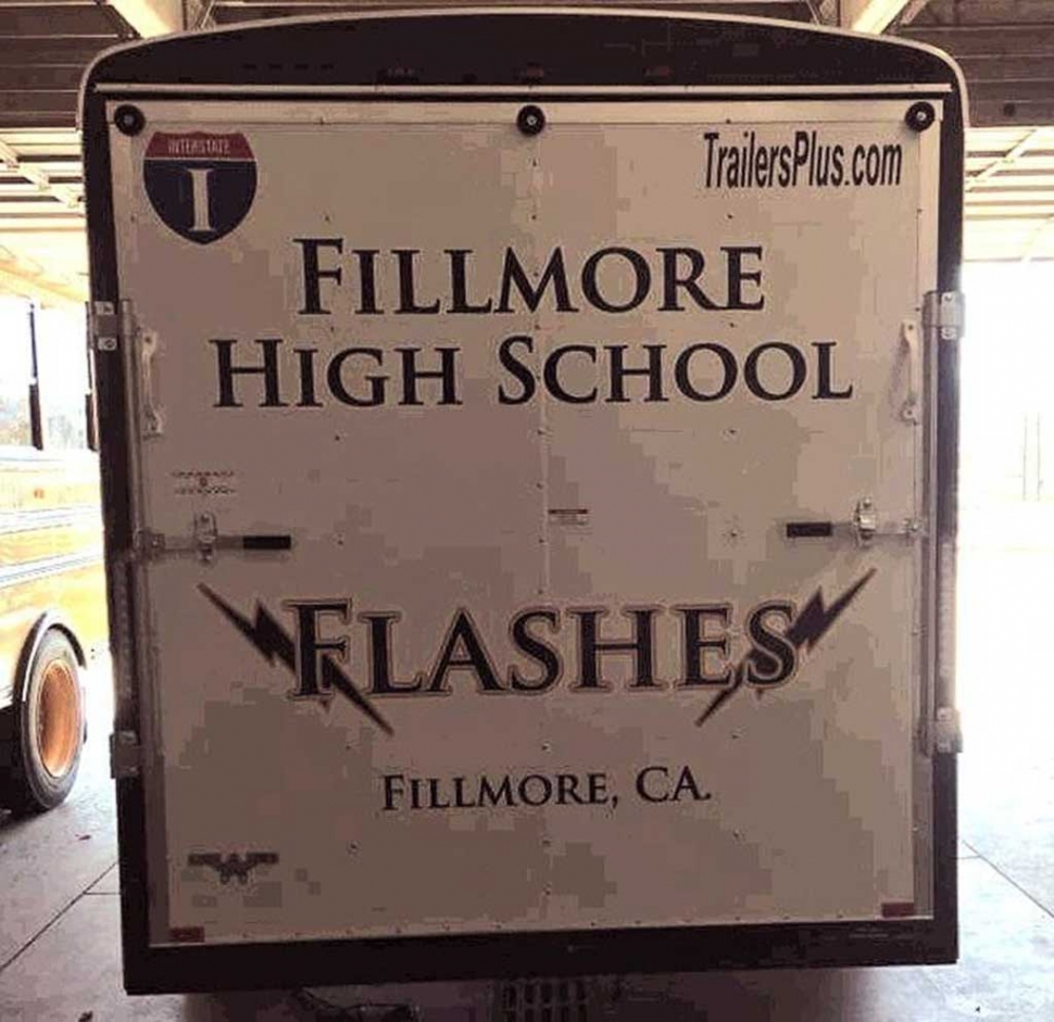 About four years ago the FHS Band rented a U-Haul to transport the band’s equipment and instruments to each competition. After years of hard work and fundraising they were able to purchase their own trailer. This past Thursday the Band revealed the FHS decals and the new trailer.