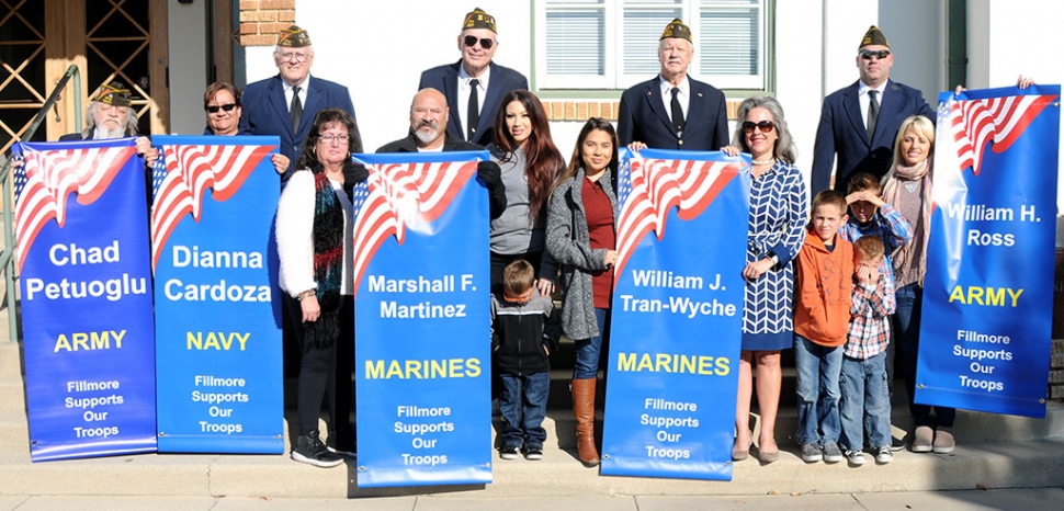 Tuesday, January 14th new military banners were presented to the families of those who have served or are serving in the armed forces. They will be installed along Central Avenue at a later date. Banners presented were for Chad Petuoglu (Army); Dianna Cardoza (Navy) represented by Lorraine Perez (mother) and Esmeralda Garcia (aunt); Marshall F. Martinez (Army) represented by Kathryn Leon Martinez (mother), Fernando Rangel (father) and Felicia Martinez (sister); William J. Tran-Wyche (Marines) represented by Carolina Lopez and Lolita Wyche-Bowman; and William H. Ross (Army) represented by Amber Ross (wife), Liam, Cooper and Mason Ross (sons).