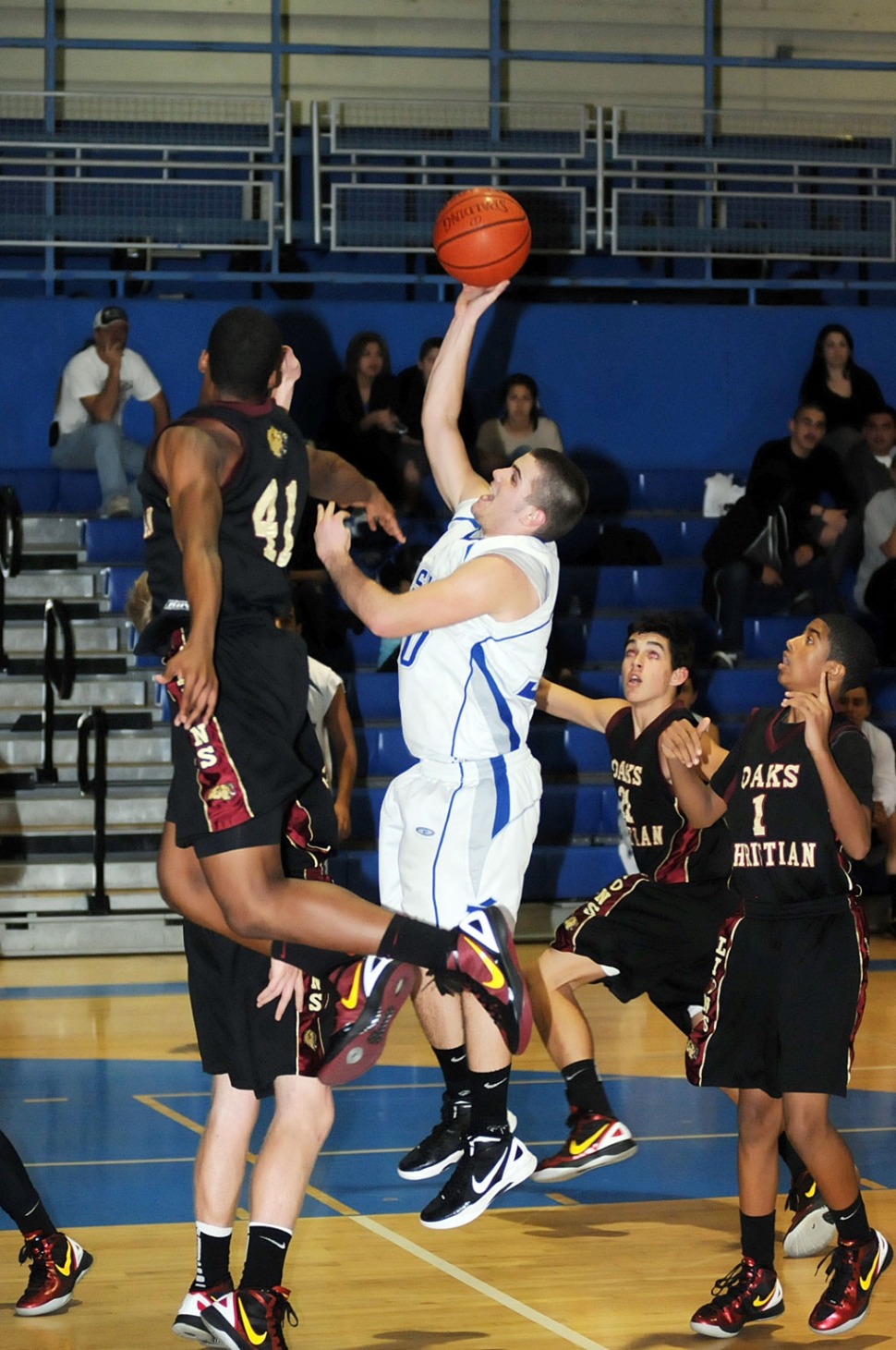 Johnny Wilber # 30 was the top scorer against Oaks Christian. Wilber scored 13 points. Fillmore lost to Oaks Christian 35-72, last Thursday, January 26th.