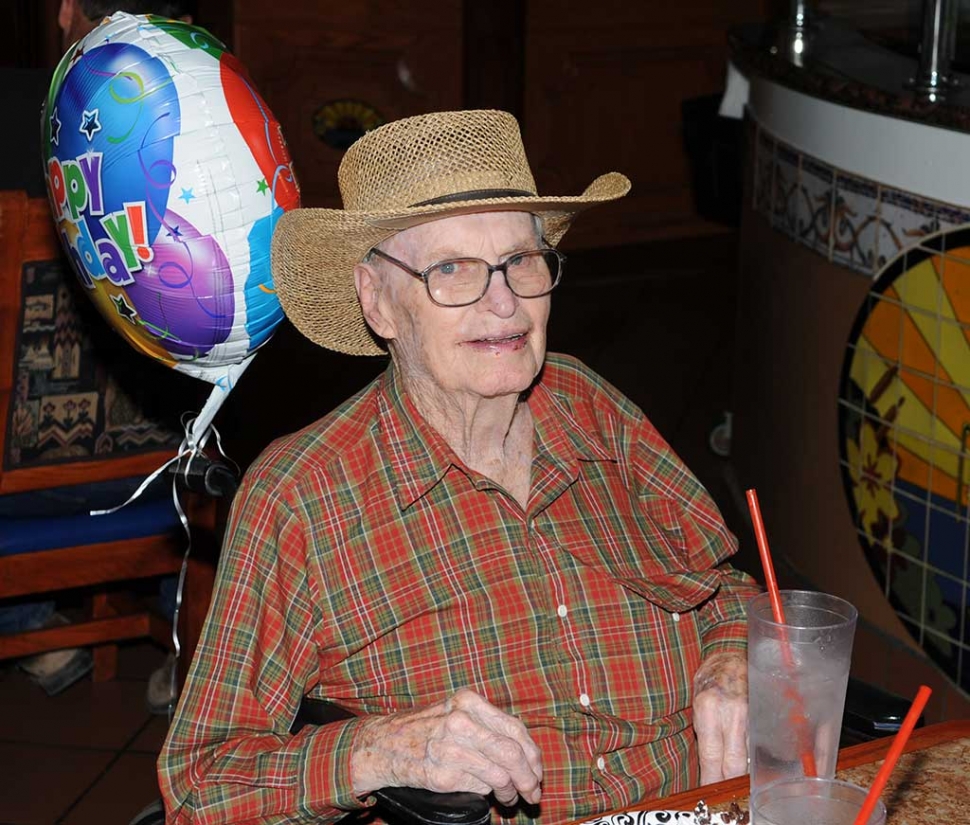 Bert Bigham celebrated his 96th birthday with a group of friends from the El Dorado Mobilehomes Bunko group. The partiers enjoyed a meal at El Pescador. Bert was an elementary school teacher and counselor in Fillmore for many years.