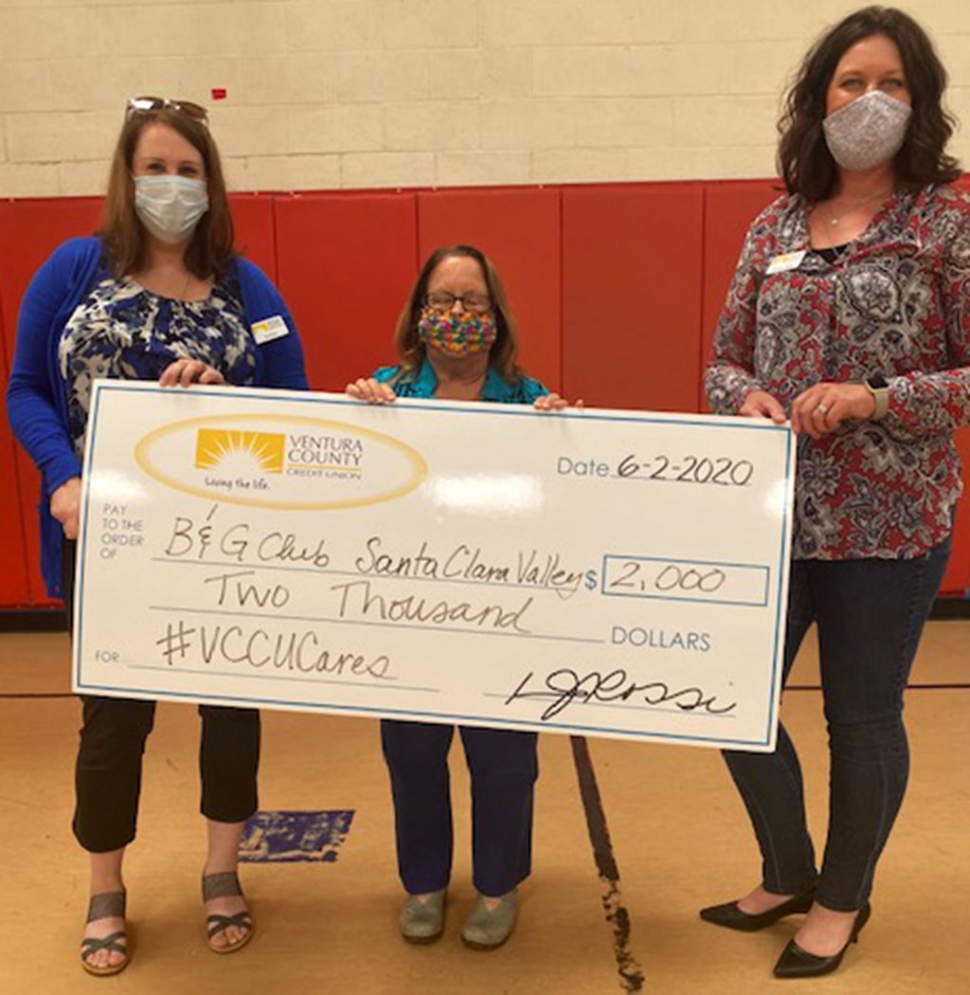 Thank you to the Ventura County Credit Union for your awesome donation of $2,000 to the Boys & Girls Club of Santa Clara Valley, stated CEO Jan Marholin. The funds will be used for summer programs. Pictured are Melissa Miller, Community Development Manager for VCCU, and Tina Estes, Vice President of Marketing for VCCU, and Jan Marholin, CEO. Photo courtesy Boys & Girls Club of SCV.