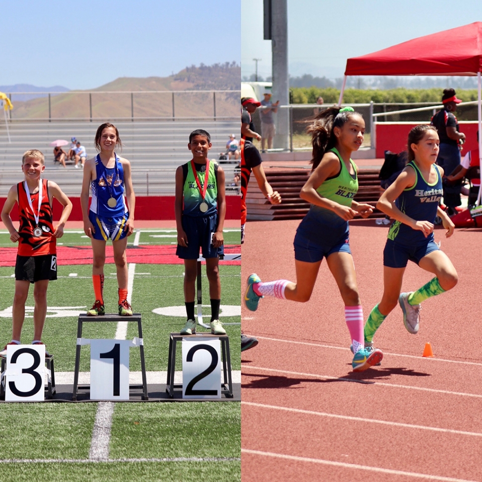 Blazers 11-12 year old Division Distance Runners, Abel Arana, Destina Guzman and Lucy Zuniga.