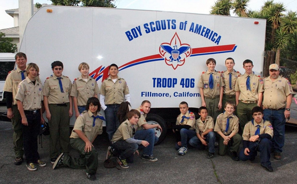 Boy Scouts of Troop 406 proudly show off their newly refurbished trailer purchased with funds from the Gene Wren Memorial Account. The new signage was designed and installed by Kelly Cassidy of Fillmore. Now the Scouts can carry all their camping equipment together thanks to the Gene Wren donations!