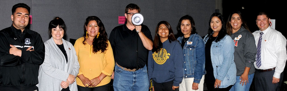 Pictured at extreme right, Dr. Jesus Vega with students at Santa Paula campus.