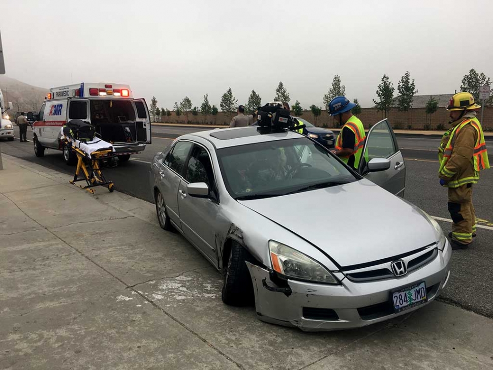 On Friday, June 23rd, an accident occurred between a Silver Honda and a big rig truck near the 100 block of Ventura Street, west of Pole Creek. One patient was sent to the hospital. Cause of the accident is still under investigation. Photo Courtesy Fillmore Fire Department.